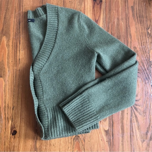 ELYSEWALKER Dove Cropped Cashmere Cardigan Bayleaf Olive‎ Green Luxurious size S - Picture 14 of 16